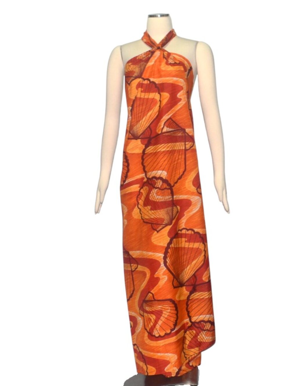 Orange Halter Maxi Beach Cover-Up Dress - Women Swim